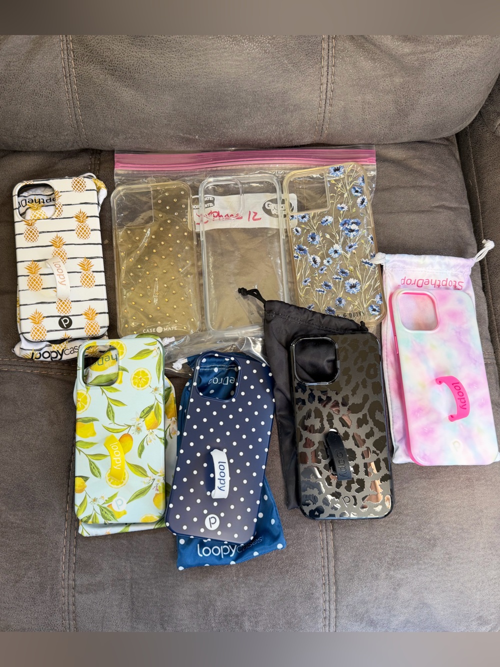 Loopy/Assorted Phone Case Bundle - Pink, Yellow, Blue, Black, iPhone 12 Pro Max